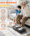 Elderly man and child using Vibration Plate Fitness Platform For Full Body Workout, Home Shaker Board, Exercise Machine For Weight Loss.
