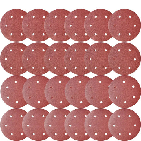 Nine Inch Drywall Sanding Discs Set, 30 Pack With Hook And Loop Backing, Grits 80 100 120 180 240 400, 6 Hole Aluminum Oxide Paper