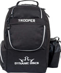 Front view of Trooper Disc Golf Backpack Holds 18 Plus Discs, Lightweight Yet Tough Bag For Beginners in black with zippered pockets.