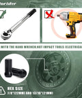 Guide showing correct hand wrench use for Beefy Black M14x1.5 Spline Lug Nuts Set with wheel compatibility details.