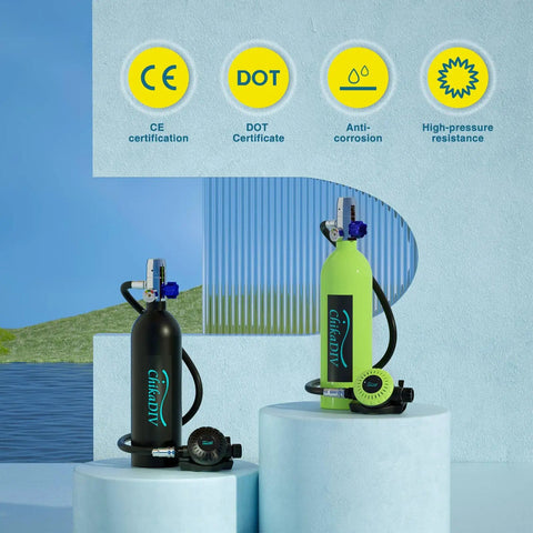 Two Mini Scuba Tank With 1L Capacity Portable Dive Tank And Hand Pump Your Go To Diving Gear For Emergency Rescue Fishing Snorkeling.