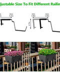 Get Your Garden Game On Point With This Set Of Two Deck Railing Planter Boxes That Clip Over Fence Rails Packed With Six Tough Plastic Flower Pots To Make Growing Herbs Veggies Or Blooms An Absolute Breeze For Chill Weekends And Easy Peasy Garden Vibes. Adjustable planter clips designed to fit various railing sizes.