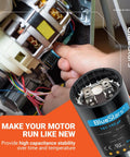 UL Certified 161-193 UF Round Motor Start Capacitor 125 VAC Replacement for Single Phase Pool Pump or Well Pump CD60