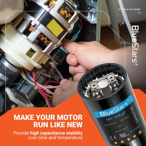 UL Certified 161-193 UF Round Motor Start Capacitor 125 VAC Replacement for Single Phase Pool Pump or Well Pump CD60