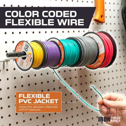 Heavy Duty 20 Gauge Speaker Wire 1000 Ft Pack Ten Roll Assortment 100 Ft Per Roll Copper Clad Aluminum Primary Wire Color Coded