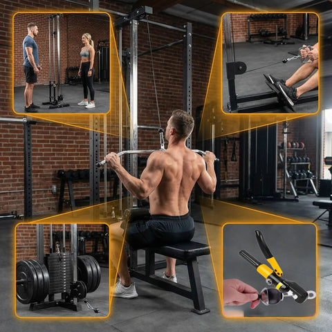 Heavy Duty 32.8 Ft Cable Replacement Kit With 6mm PU Coated Steel Wire Rope And 17 Accessory Bits For Lat Pulldown Use in Gym
