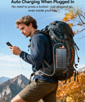Man using On The Go Solar Power Bank 20000mAh With Built In Cables 20W Fast Charge Portable External Battery Pack while hiking