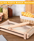 Chitarra Cutter Pasta Maker With Rolling Pin Guitar Board For Spaghetti And Lasagna Italian Style Pasta Machine Wood Color Finish Pro Grade Durable Wood Construction For Home Kitchen Easy To Use