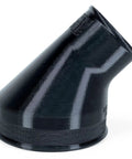 4 Inch To 2.5 Inch Angled Reducer adapts standard shop vac to woodworking dust collection port, heavy-duty black plastic construction.