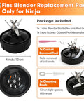7 Fins Extractor Blade Replacement Kit With Gasket Hook And Cleaning Brush For 4 Inch Cup Blenders, Easy Install, product contents