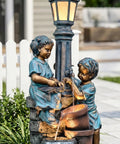 47-Inch Outdoor Water Fountain With 3-Tier Boy And Girl Resin Waterfall, Calming Water Sounds And Warm LED Lights
