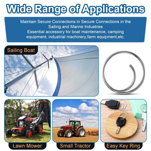 Wide Range of Applications for 66 Piece Stainless Steel Cotter Ring Kit With Five Sizes Durable 316 Stainless Steel Split Rings