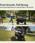 Kids Stroller Wagon With One Hand Adjustable Push Pull Handle, Alloy Steel Frame, Rubber Wheels, two kids in park