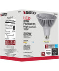 33W PAR38 LED Bulbs 3000K Warm White, E26 Medium Base, 120V, 6 Pack front view of product box with specifications