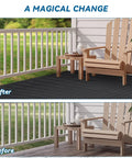 Before and after of Interlocking Plastic Deck Tiles 36 Sq Ft Pack 36 12 by 12 Inches Waterproof Outdoor Flooring installed on porch