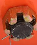 Close-up of hardware on Beefy Dual Wheels Beam Trolley With Adjustable Flange Width 2.56 To 7.48 Inches 4400 Lb Capacity Two Ton Alloy Steel.