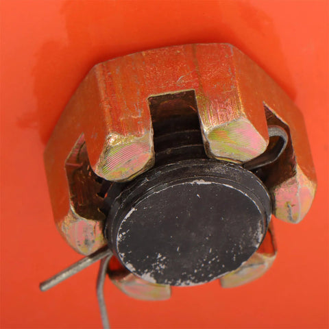 Close-up of hardware on Beefy Dual Wheels Beam Trolley With Adjustable Flange Width 2.56 To 7.48 Inches 4400 Lb Capacity Two Ton Alloy Steel.