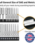 Twenty Piece Hex Head Allen Drill Bit Set With Ten SAE And Ten Metric Bits, Two Point Three Inches Long, in case with labels