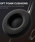 Close-up of soft foam cushions of Retro On Ear Wired Headphones Two Pack featuring lightweight comfort.