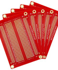Pack of five red gold plated solderable breadboard proto boards for Arduino and Raspberry Pi projects, dope DIY PCB kit GK1007.