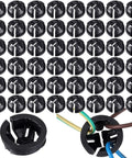 100 Pack Three Eighth Inch Button Connectors For Non Metallic NM Cable Push In Quick Install Fits One Half Inch Knockouts Black Plastic Electrical Junction Box Wire Bushings Snap In Conduit Fittings, black NM cable connectors
