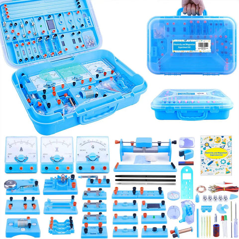 Hands On Basic Electricity And Magnetism Lab Kit For High School Students with tools and carrying case, open view