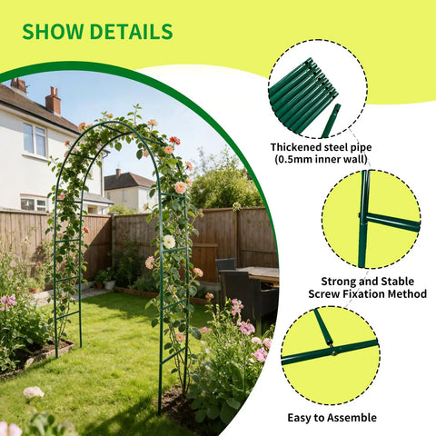 Sturdy Metal Garden Arch Trellis For Climbing Plants Dual Shape Design 55.1 By 94.5 Inches Or 91.2 By 76.8 Inches Easy Assembly Outdoor Arbor