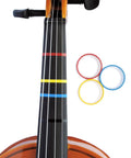 Three Color Violin Fingerboard Tape Set For Note Positioning Red Yellow Blue Easy Peel Durable Vinyl Strips That Will Not Damage Your Instrument The Go To Practice Aid For Beginners And Students. violin fingerboard with red, yellow, and blue tape strips