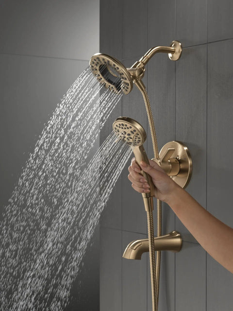 Luxe Champagne Bronze Bathtub Shower Trim Kit Featuring Smooth As Silk Control Valve And Dual Purpose Handheld Sprayer For A Sweet Soaking Experience And Zero Stress Home Install