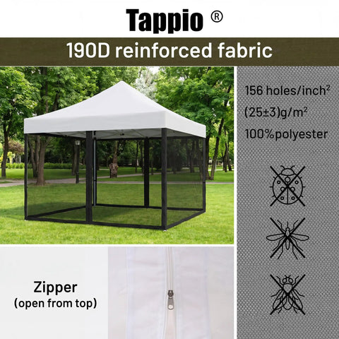 10x10 Mosquito Net With Zipper For Patio Gazebo And Canopy Tent Ultra Fine Mesh Replacement Screen for outdoor use