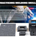 12 Piece Welding Practice Kit With One Eighth Inch Coupons For Beginners And Eleven Gauge Mild Steel Sheets For Crafting A Dice And A Cube Frame Ideal For Home Garages Hobby Welders And DIY Welding Practice displayed with coupon pieces and frames