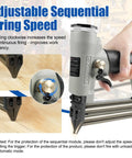Heavy Duty Pneumatic Brad Nailer With Eighteen Gauge Nails From Three Eighths To One And A Quarter Inch Continuous Firing