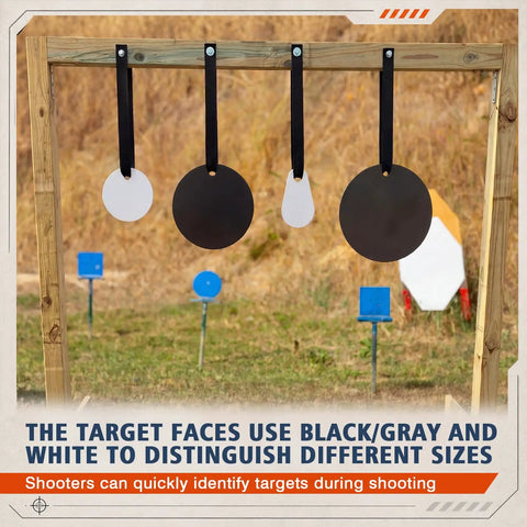 AR500 Steel Circle Shooting Targets Six Pack Three Eighths Inch Thick With 2, 3, 4, 5, 6, 8 Inch Diameters Rifle Rated Swing Paddle Round Plates