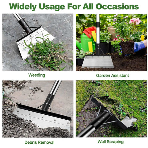 Heavy Duty Beefy Garden Cleaning Shovel With 59 Inch Adjustable Handle Carbon Steel Flat Shovel for Weeding and Lawn Edging