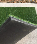 Corner view of Three By Five Foot Golf Mat For Indoor Simulator Sensor With One And Three Eighths Inch Thick Turf And Waterproof Closed Cell Foam