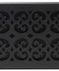 Front view of Scroll Design Wall Ceiling Register 6x10 Textured Black Powder Coated Finish with elegant scroll pattern