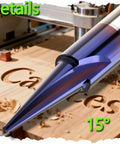 Nano Blue Coated CNC Wood Engraving Router Bit Set One Quarter Inch Shank 15 Degree V Bit Tungsten Carbide Tool