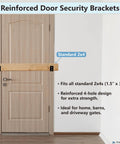 Two Pack Heavy Duty Beefy 2x4 U Bracket Door Brace Reinforcement Plates With Screws installed on wooden door for security
