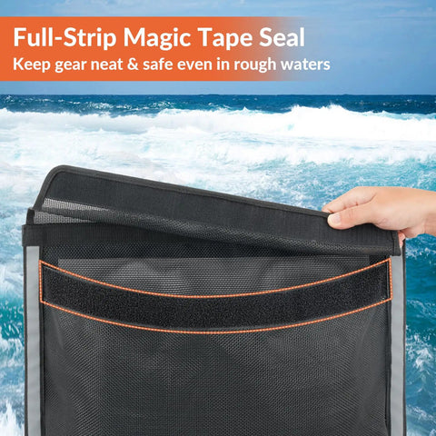 Heavy-Duty Boat Storage Bag With Full Enclosure Lid 18x12 Inches Self-Adhesive Organizer showing full-strip magic tape seal
