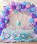 Sea Theme Confetti Balloons Party Kit 50Pcs 12 Inch Iridescent Pink Purple Blue Teal For Princess Birthday Bash Decor Ocean Theme