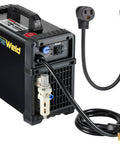 60 Amp Non Touch Pilot Arc Plasma Cutter With PT60 Torch Dual Voltage 110V 220V Shop Ready Beast Heavy Duty Metal Cutter Plus 3 Year Warranty And USA Support Great For Auto Body Shops And Fabrication Projects showing power cables and control panel