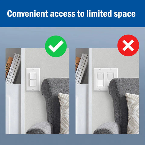 Comparison of Dual Rocker Decorator Light Switch In Wall Paddle Style Space Saving Dual Single Pole Control UL Listed White.