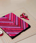Craft project using Black Stripe Washi Craft Tape, 6-Roll Pack, 0.59 in x 393 in Adhesive Decorative Paper Masking Tape on scrapbook cover