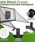 Heavy Duty Golf Hitting Net With Side Barriers For Real Balls Driving Practice Indoor Outdoor Ball Return And Collection System Target Carry Bag Stakes Durable Net with solid metal frame.