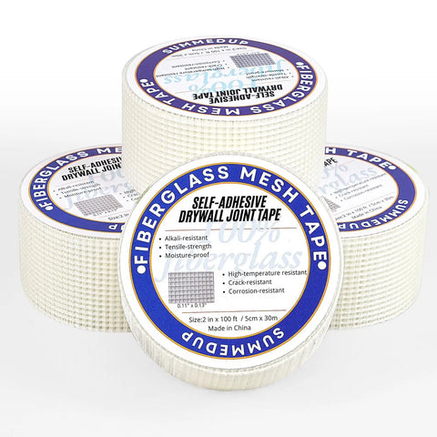 2 Inch By 100 Foot Fiberglass Drywall Repair Tape Self Adhesive Joint Tape For Wall Patches And Cracks, Mesh Roll