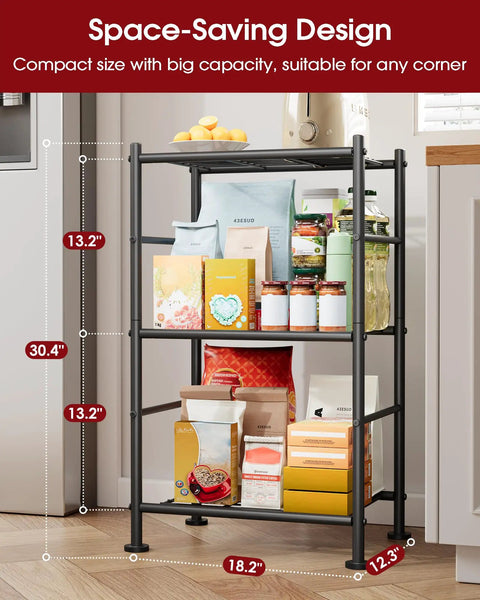 Two Pack 3 Tier Metal Wire Storage Shelves Super Slim Space Saving Rack With Adjustable Feet Pulls Off No Sweat Organizing For Tight Laundry Kitchen Or Garage Corners Compact Vertical Rack Black