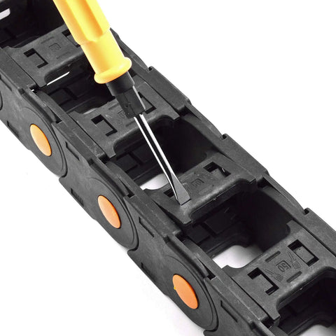 Open Type Drag Chain Cable Carrier With End Connectors R75 35x50mm, L1000mm Length, screwdriver adjusting section