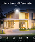 Modern house illuminated by 100 W Outdoor LED Flood Light 10000 Lm Warm White 4200K IP66 Waterproof For Garden Garage Yard Pack Of 2