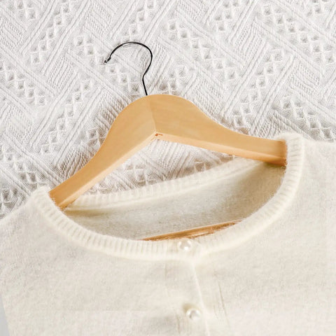 Premium Solid Birch Wood Clothes Hangers 30 Pack Featuring Smooth Ergonomic Shoulders Built Tough To Hold Heavy Winter Gear Straight Up Without Slipping Natural Finish That Really Levels Up Your Closet Game
