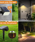 6 Pack Solar Spot Lights Outdoor 65 LED With 3 Modes Warm White Garden Landscape Security Lights IP68 Waterproof for walkways and fences